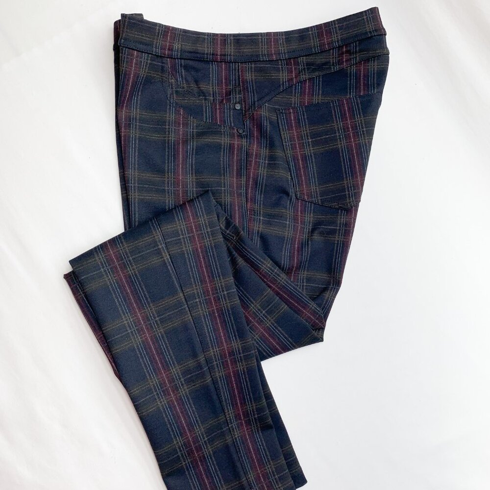 Sanctuary Skinny Pants Women's Medium Black Plaid Pull-on Stretch